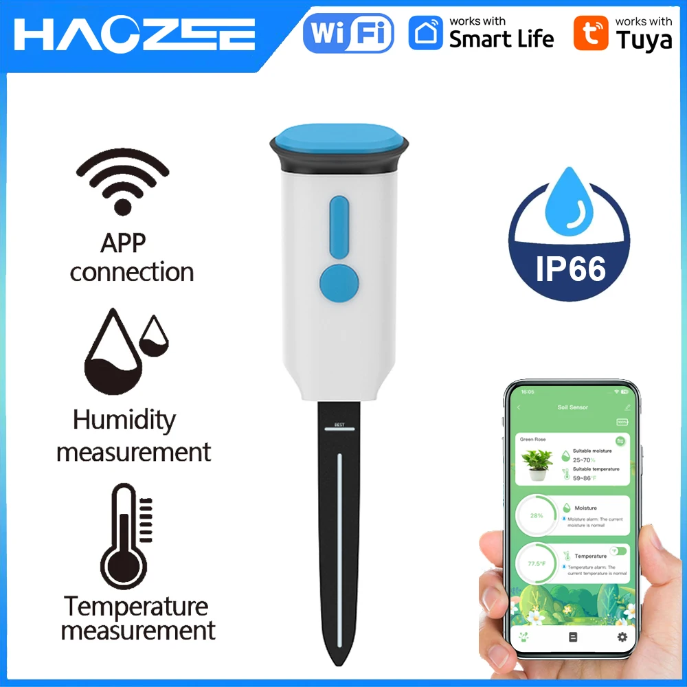 Smart Garden Monitor - Haozee Tuya Smart WiFi Soil Moisture