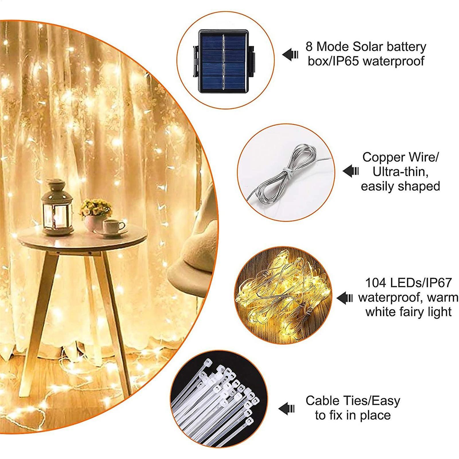 Smart Garden Light Camera - Solar Umbrella String Light 104 LED