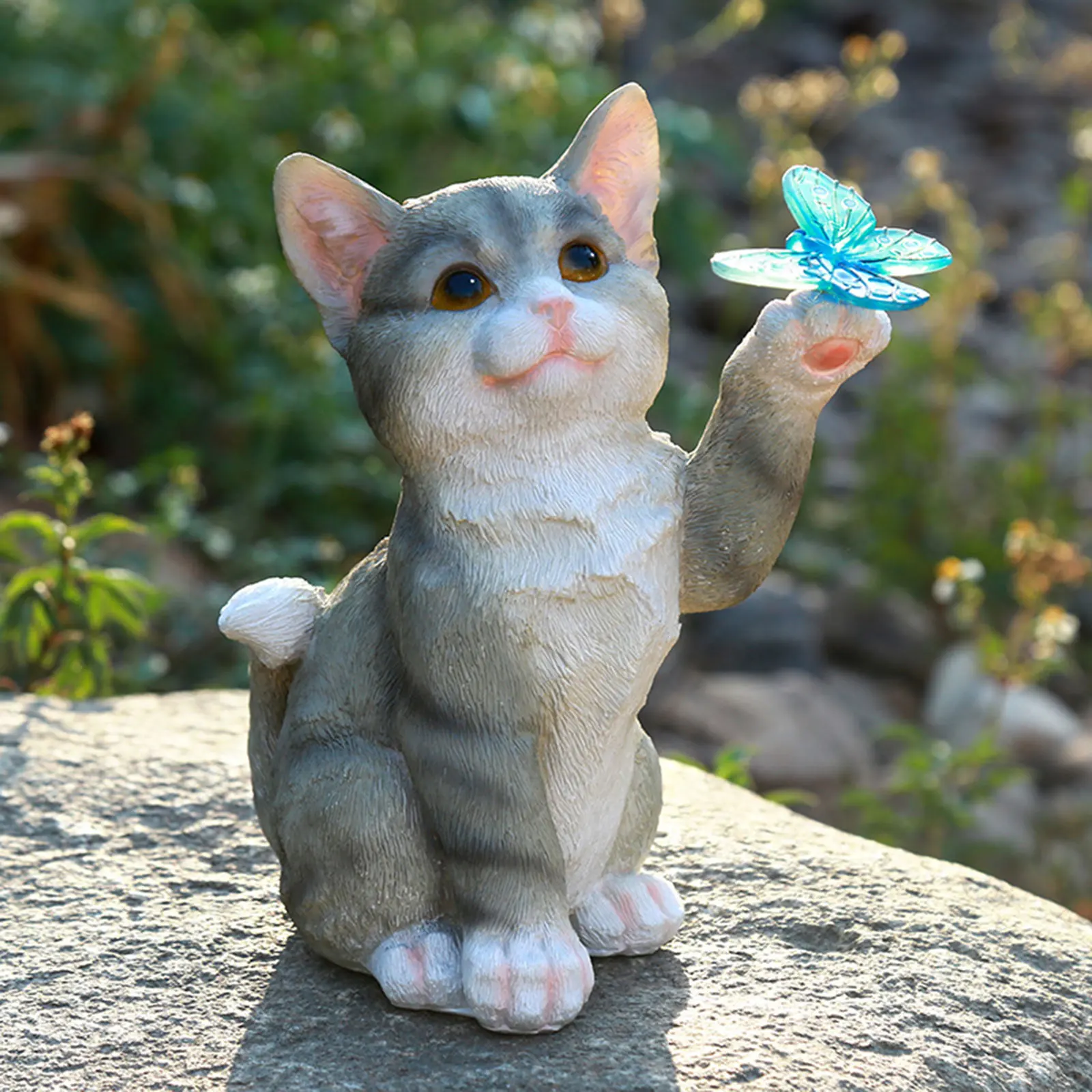 Outdoor Cat Sculpture Figurine - Smart Garden Light Camera recension och pris
